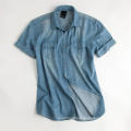 Washable Men's Short Sleeve Denim Dobby Shirts